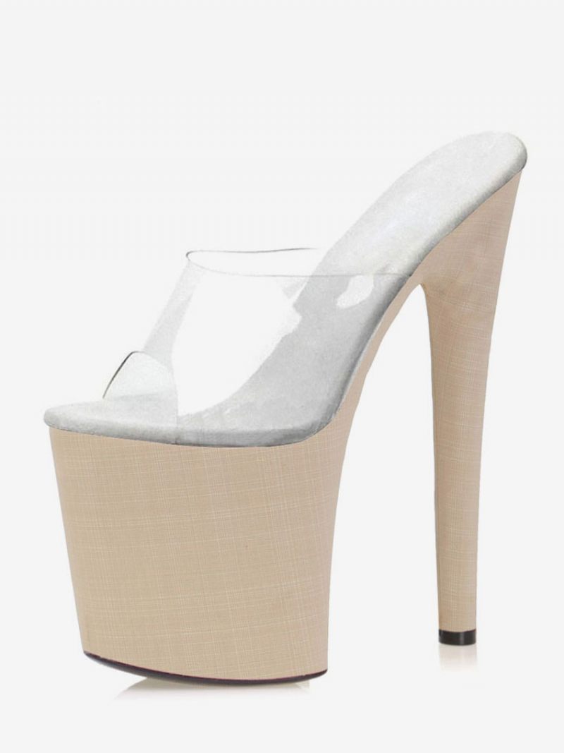 Chaussures Pole Dance Sexy Pour Femmes Talons Exotiques Transparents Plateforme Hauts Mule Abricot - Jaune Clair Clair