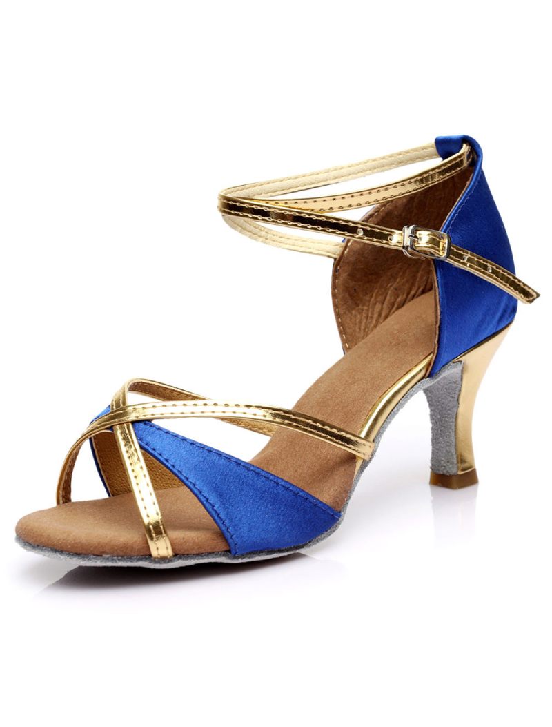 Chaussures Salon Athlétiques Satin Pour Femmes - Bleu Royal