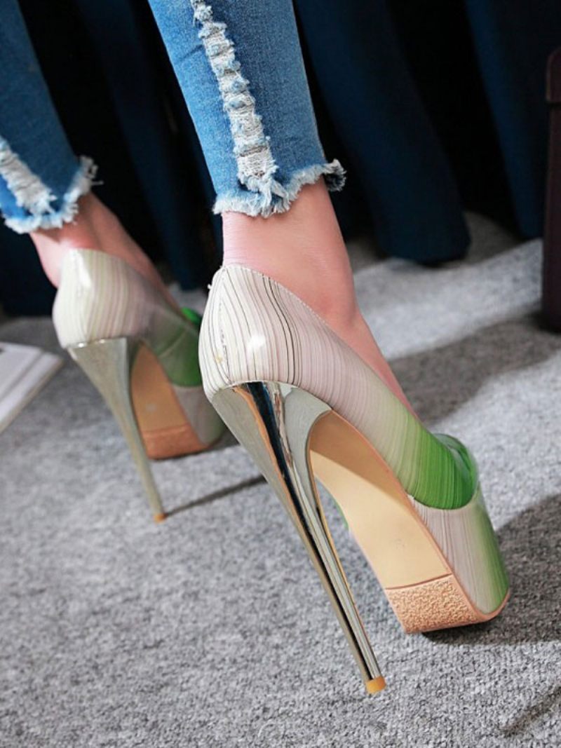 Chaussures Sexy À Talons Hauts Verts Pour Femmes Bout Rond - Vert