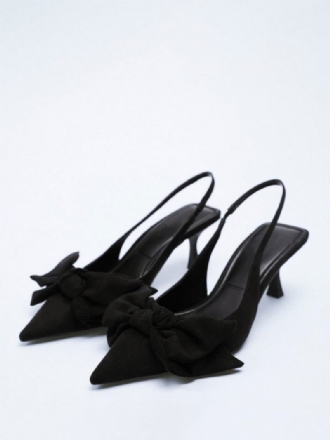 Chaussures Soirée À Talons Hauts Pour Femmes Bal Noires Bout Pointu Avec Nœuds