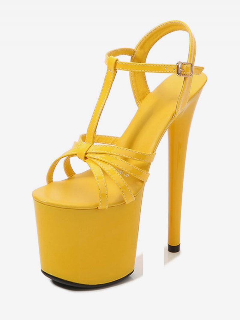 Chaussures Strip-teaseuse À Talons Hauts Pour Femmes Danse Aiguilles Et Plateforme - Jaune