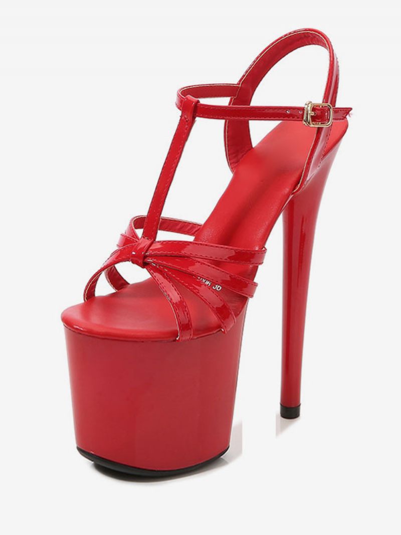 Chaussures Strip-teaseuse À Talons Hauts Pour Femmes Danse Aiguilles Et Plateforme - Ture Rouge