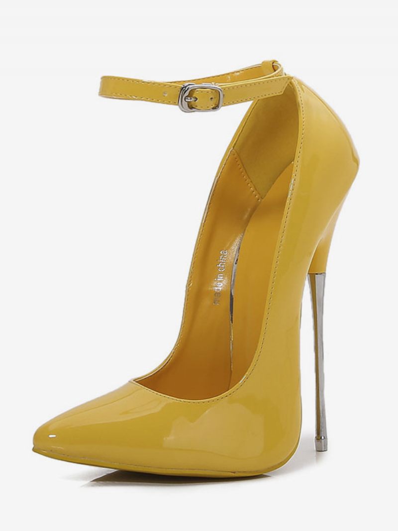 Escarpins Cuir Pu À Talons Hauts Sexy Pour Femmes - Jaune