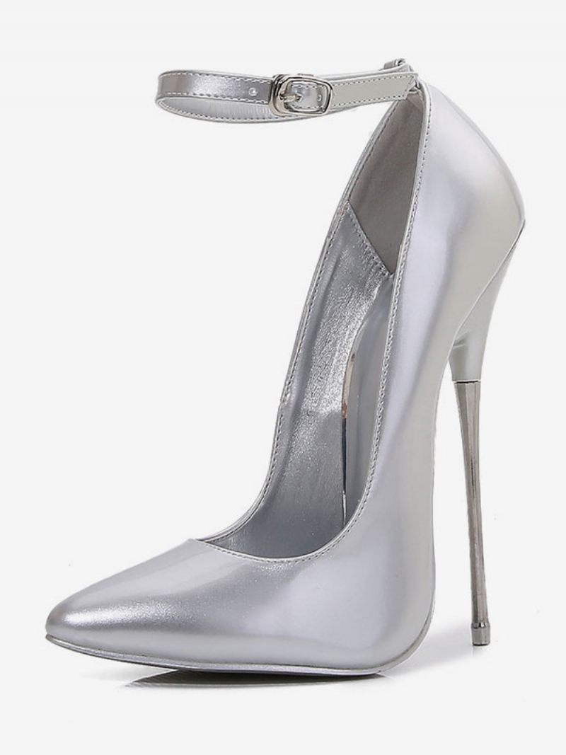 Escarpins Cuir Pu À Talons Hauts Sexy Pour Femmes - Argent