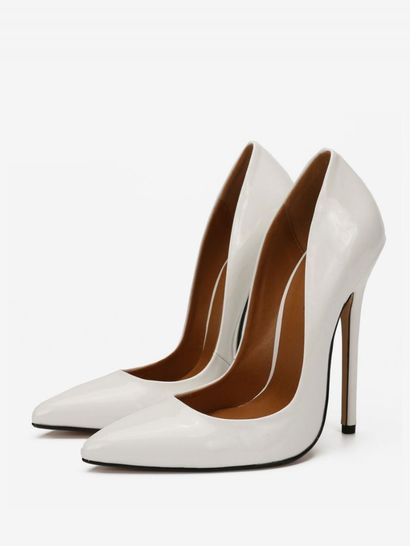 Escarpins Cuir Pu À Talons Hauts Sexy Pour Femmes - Blanc