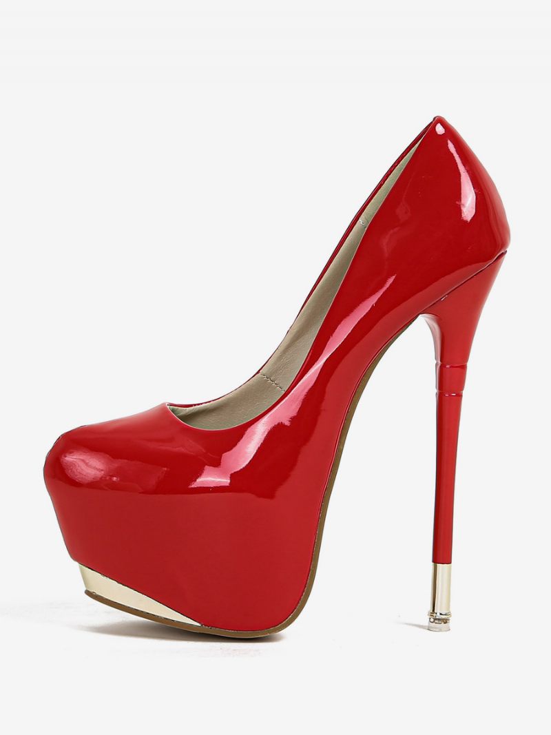 Escarpins Cuir Verni À Talons Hauts Sexy Pour Femmes - Rouge