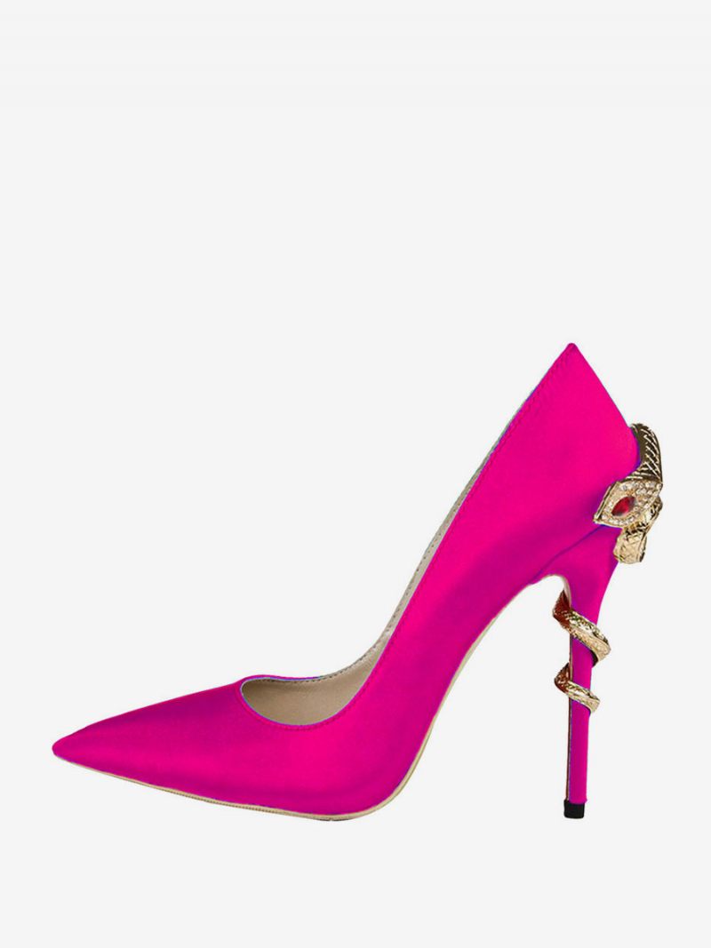 Escarpins Soirée À Talons Serpent Pour Femmes Satin - Rose