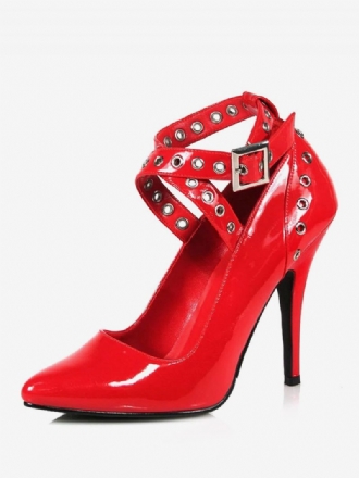 Femmes Sexy Talons Hauts Rouge Bout Pointu Paillettes Chaussures