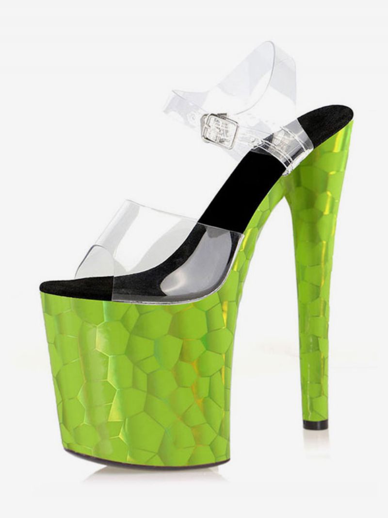 Pole Chaussures Danse Sandales À Talons Hauts Exotiques Plateforme Transparente Pour Femmes Orange - Vert Herbe