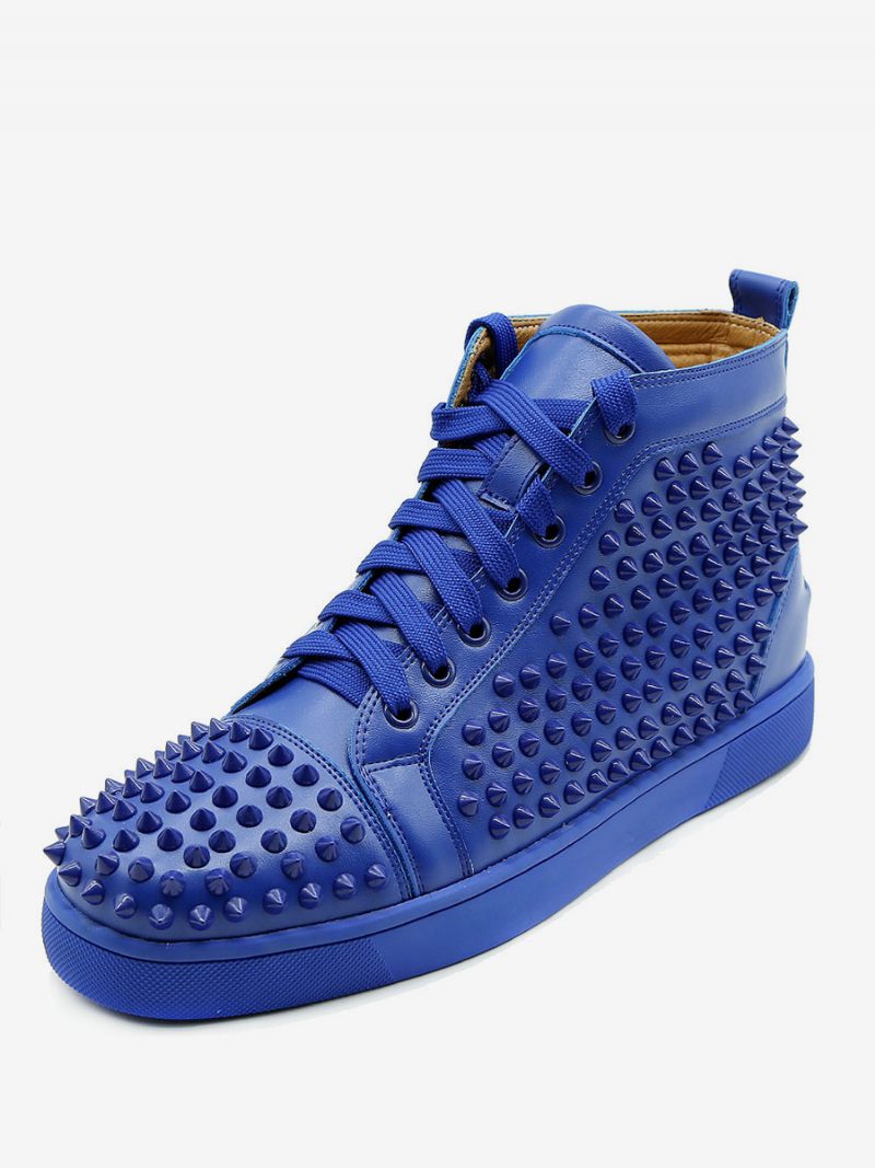 Baskets Montantes À Rivets Bleus Pour Hommes Chaussures Skateboard