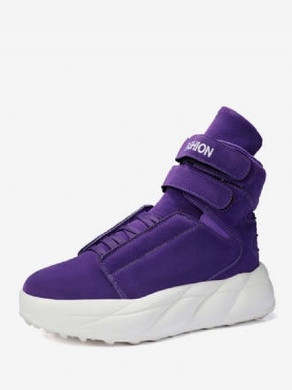 Baskets Montantes Violettes Cuir Pu Pour Hommes Chaussures Sport Décontractées À Bout Rond