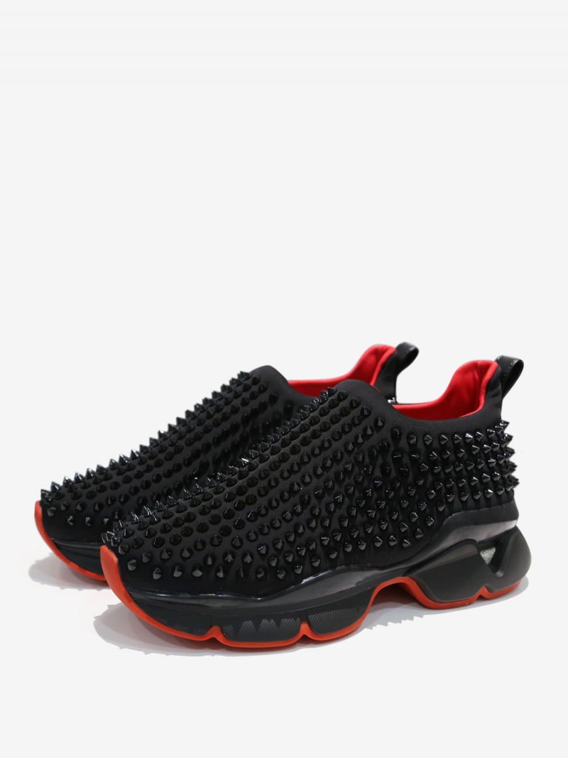 Baskets Noires À Enfiler Pour Hommes Chaussures Sport Avec Rivets