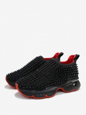 Baskets Noires À Enfiler Pour Hommes Chaussures Sport Avec Rivets