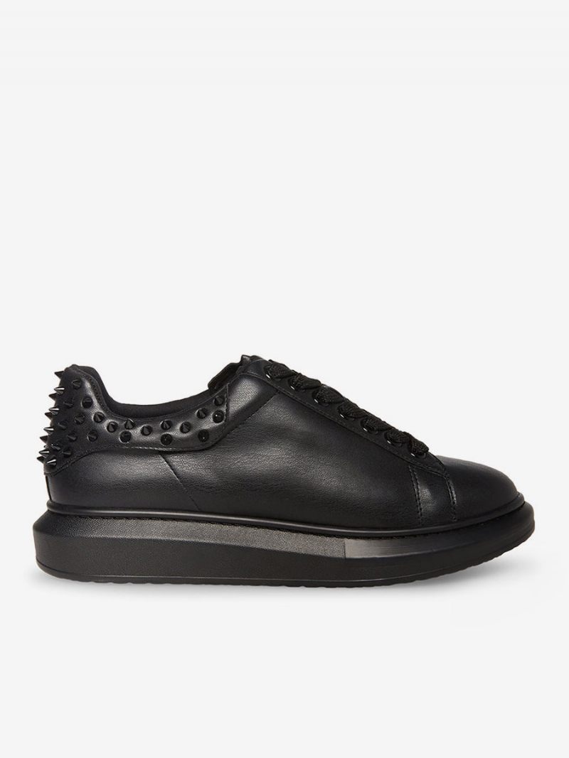 Baskets Noires À Lacets Et Bout Rond Pour Hommes - Noir