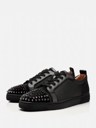 Baskets Soirée Pour Hommes Chaussures Noires À Bout Rond Lacets Spike Exclusivité Milanoo