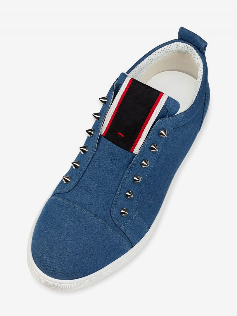 Chaussures Décontractées Pour Hommes Baskets Montantes À Bout Rond Et Rivets Bleu Sarcelle - Sarcelle