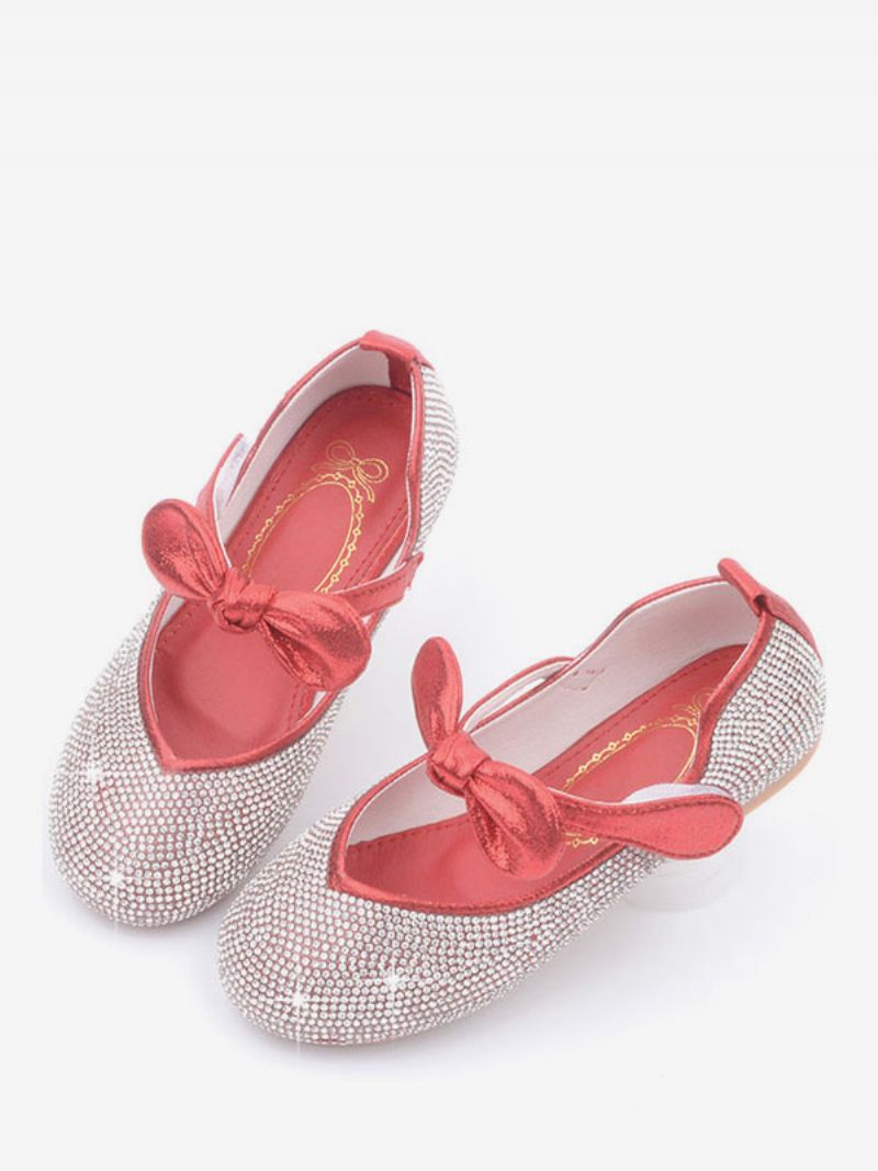 Chaussures Demoiselle D'honneur Avec Strass Et Nœud Papillon - Rouge