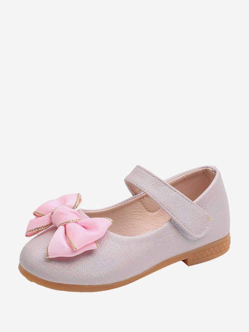 Chaussures Demoiselle D'honneur Cuir Pu Blanc Écru Fête Avec Nœuds Pour Enfants - Rose