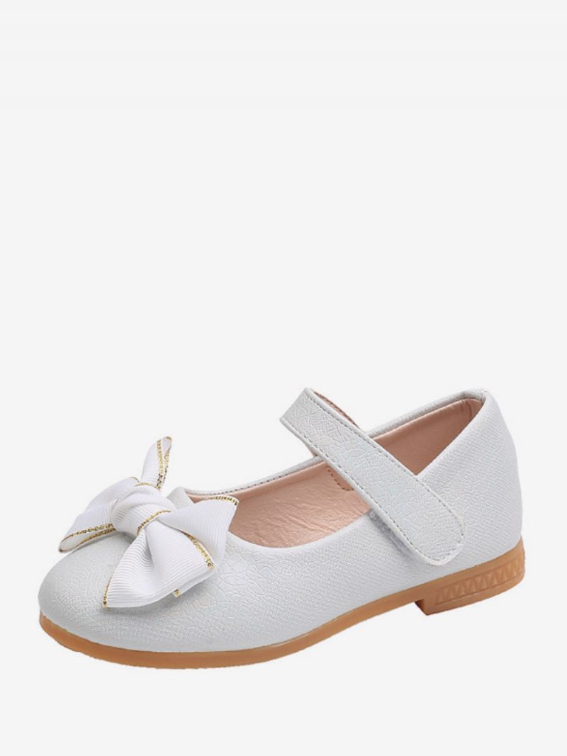 Chaussures Demoiselle D'honneur Cuir Pu Blanc Écru Fête Avec Nœuds Pour Enfants - Blanc