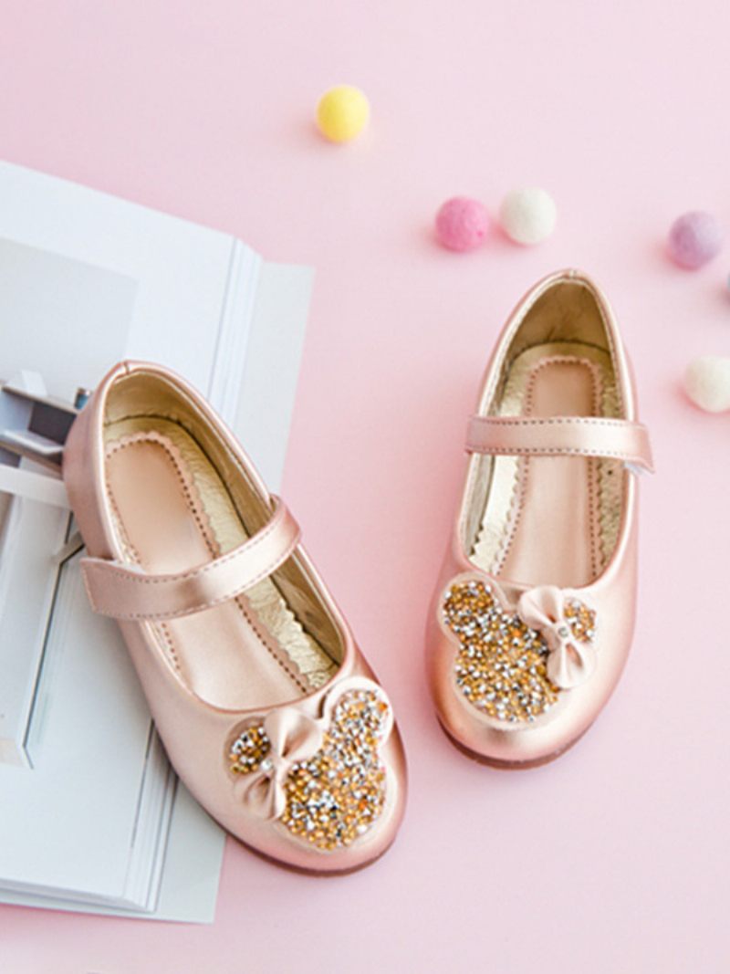 Chaussures Demoiselle D'honneur Cuir Pu Fête À Paillettes Pour Enfants - Champagne