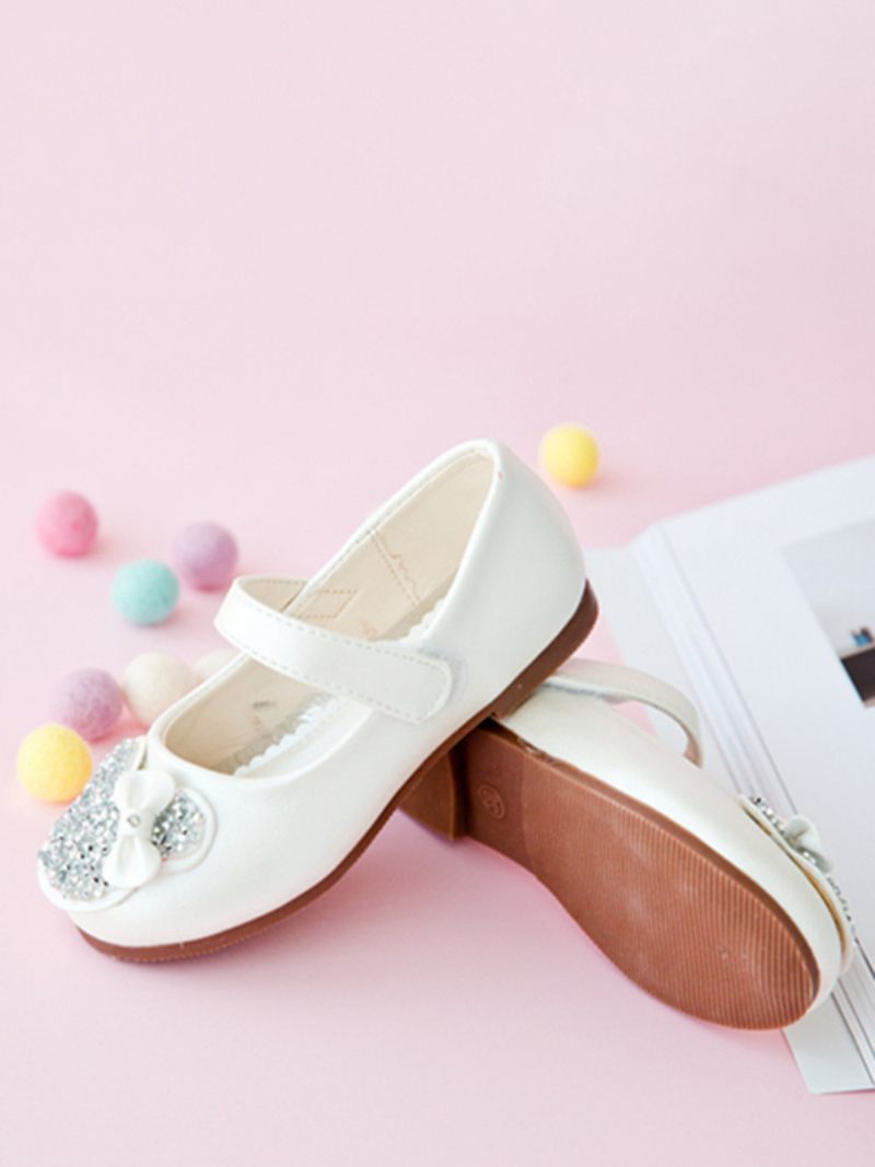 Chaussures Demoiselle D'honneur Cuir Pu Fête À Paillettes Pour Enfants - Blanc