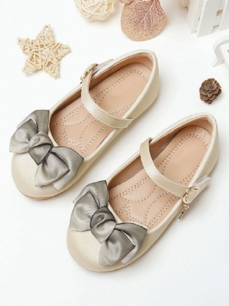 Chaussures Fille Fleur Abricot Pu Cuir Arcs Fête Pour Les Enfants