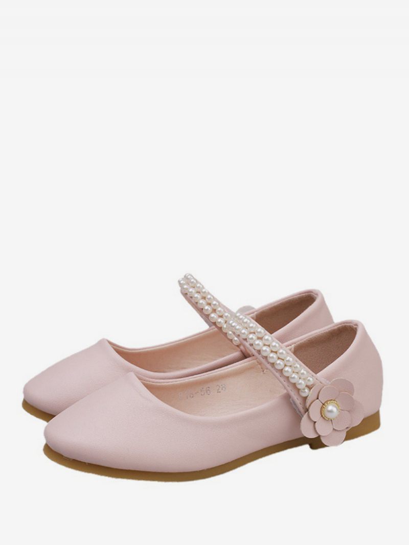 Chaussures Fille Fleur Fête Cuir Pu Argenté Pour Enfants - Rose