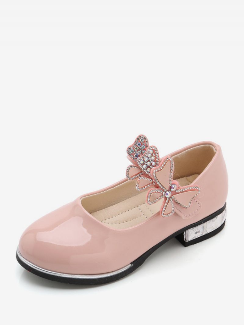 Chaussures Fille Fleur Fête Cuir Pu Blanc Avec Nœuds Pour Enfants - Rose