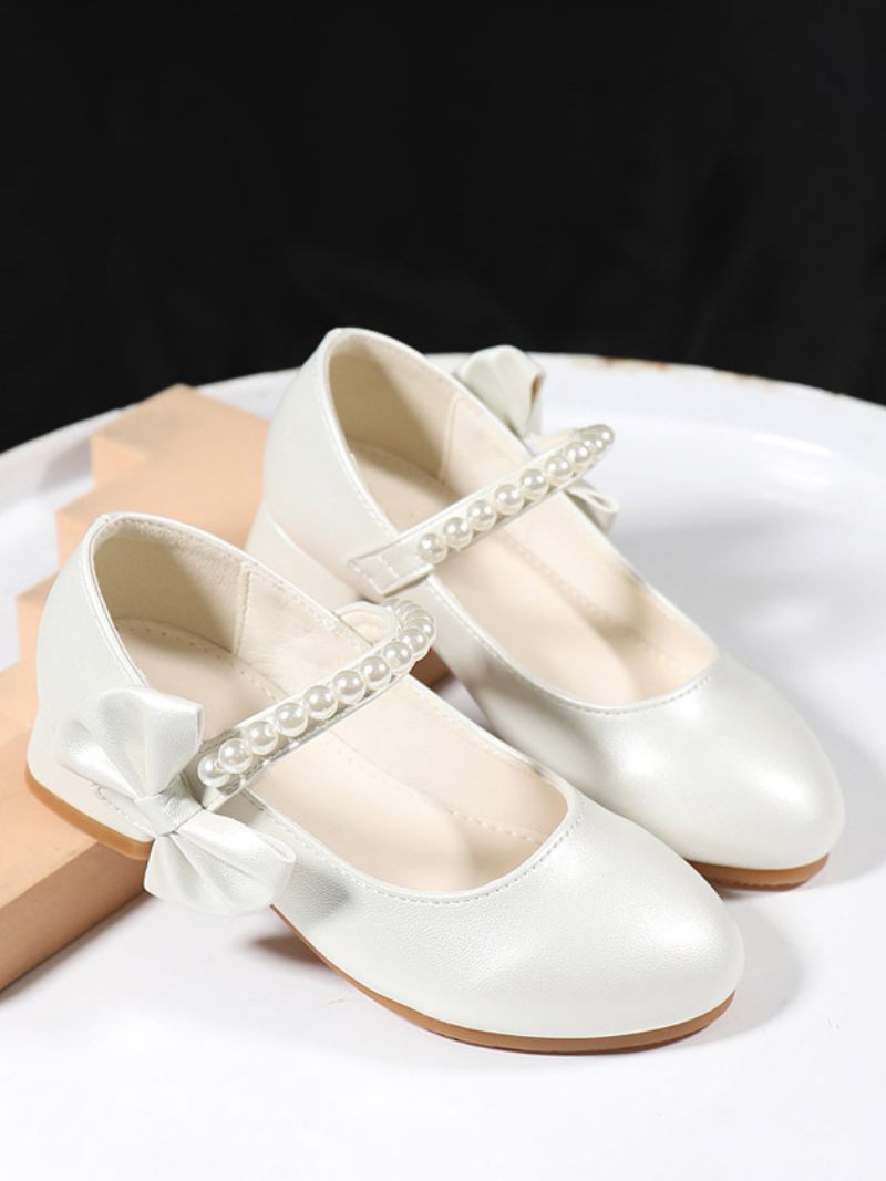 Chaussures Fille Fleur Fête Cuir Pu Blanc Chaud Pour Enfants - Blanc Chaud