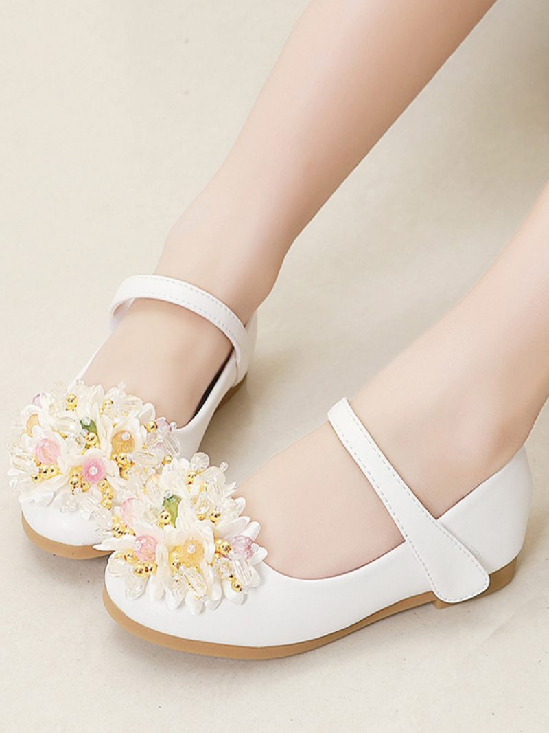 Chaussures Fille Fleur Fête Cuir Pu Blanc Pour Enfants