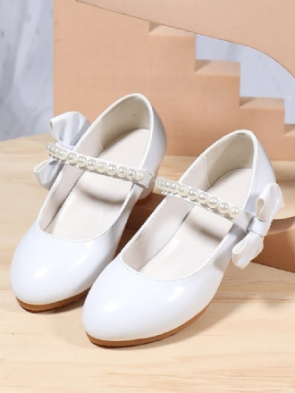 Chaussures Fille Fleur Fête Cuir Pu Blanc Strass Pour Enfants