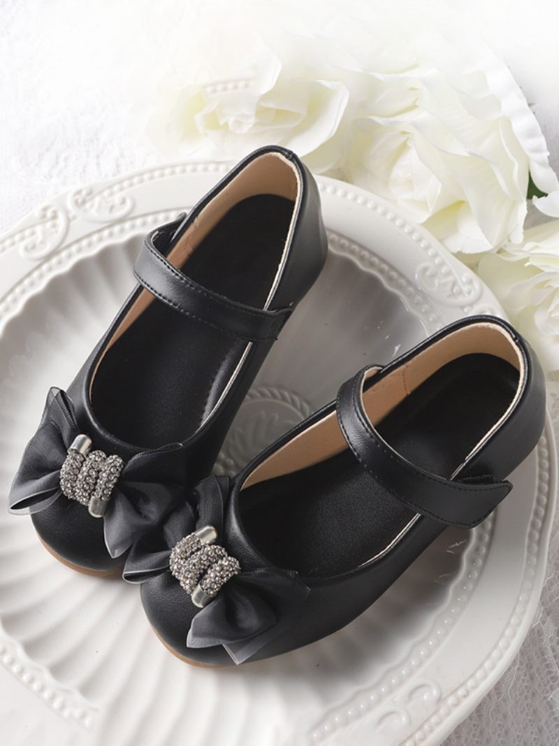 Chaussures Fille Fleur Fête Cuir Pu Doré Pour Enfants - Noir