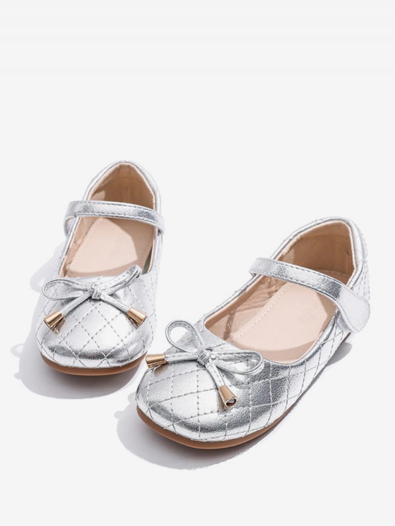 Chaussures Fille Fleur Fête Cuir Pu Doré Pour Enfants - Argent