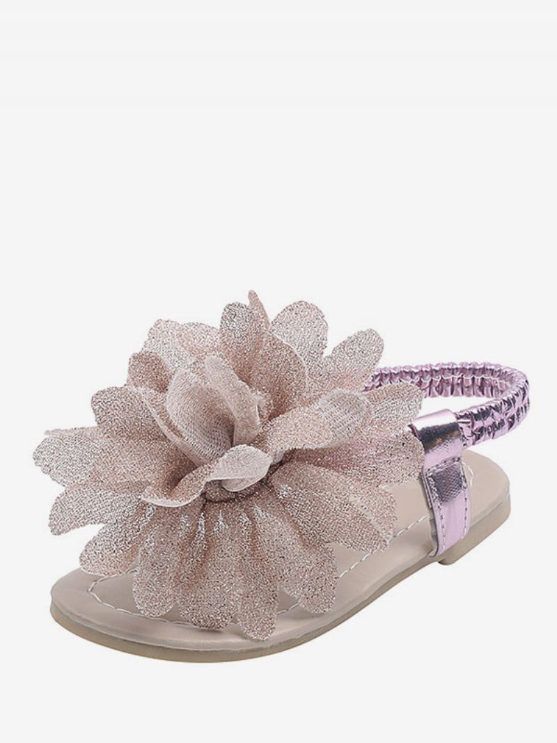 Chaussures Fille Fleur Fête Cuir Pu Doré Pour Enfants