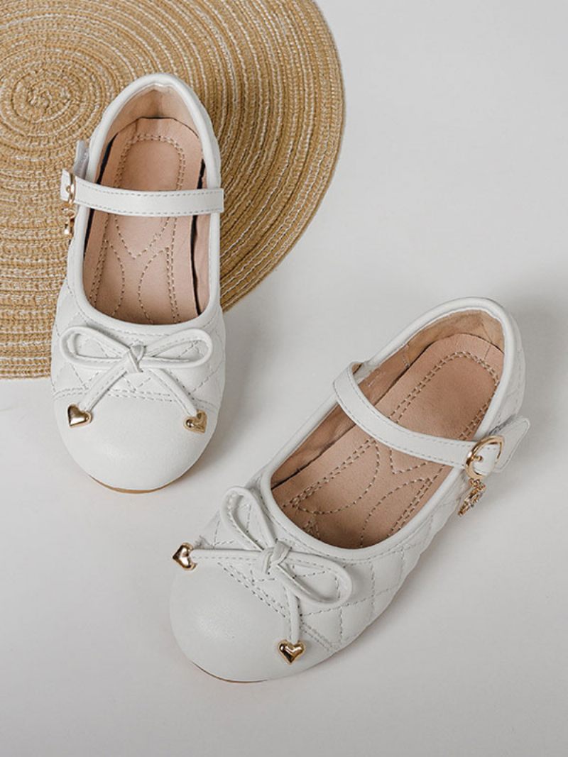 Chaussures Fille Fleur Fête Cuir Pu Doré Pour Enfants - Blanc