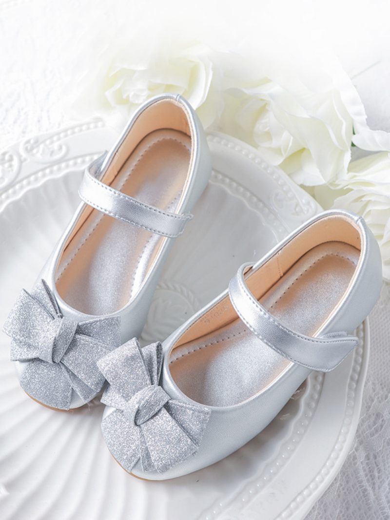 Chaussures Fille Fleur Fête Cuir Pu Doré Pour Enfants - Argent