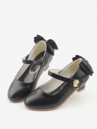 Chaussures Fille Fleur Fête Cuir Pu Noir Avec Strass Pour Enfants