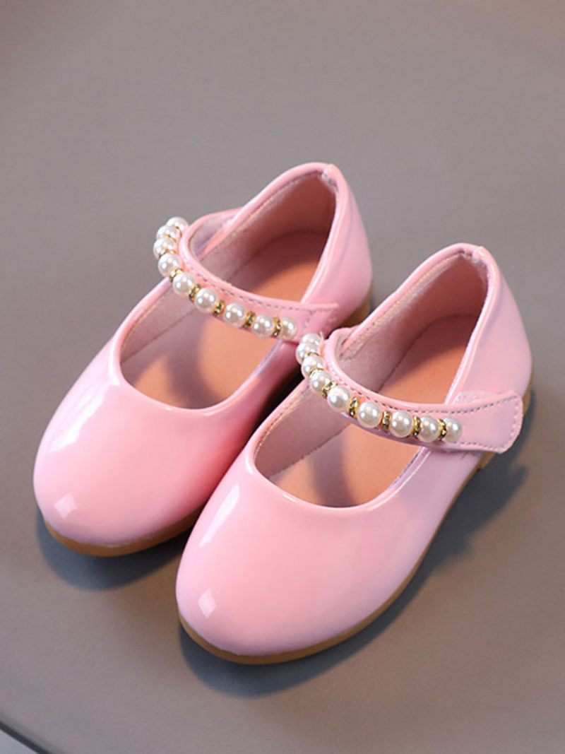 Chaussures Fille Fleur Fête Cuir Pu Rose Avec Perles Pour Enfants