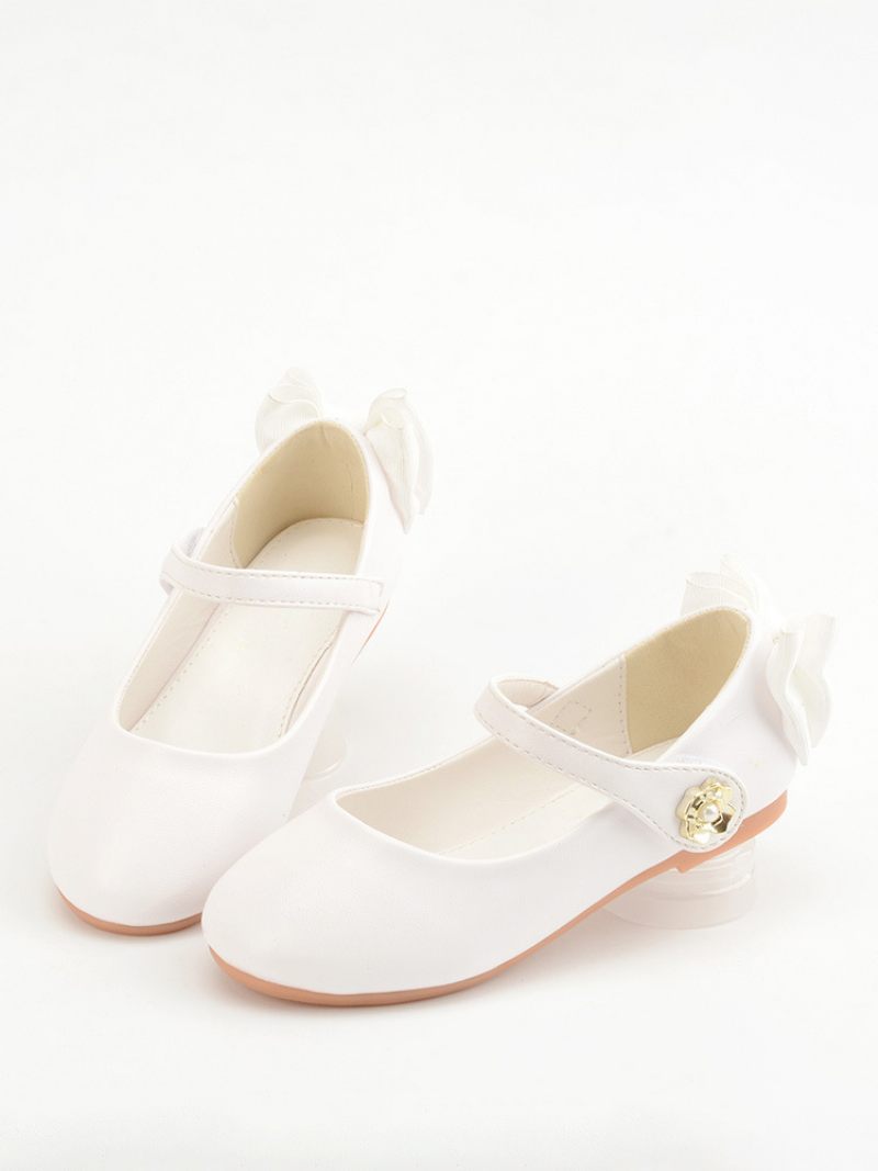 Chaussures Fille Fleur Fête Cuir Pu Rose Pour Enfants - Blanc