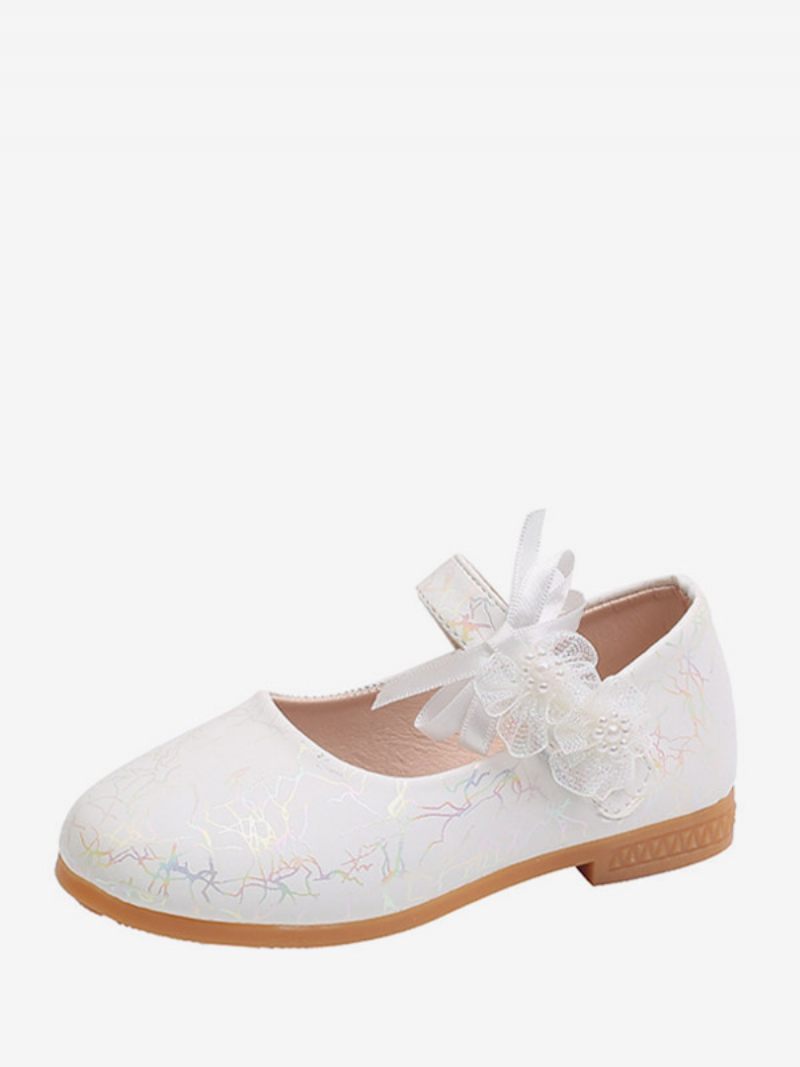 Chaussures Fille Fleur Fête Cuir Pu Rose Pour Enfants - Blanc