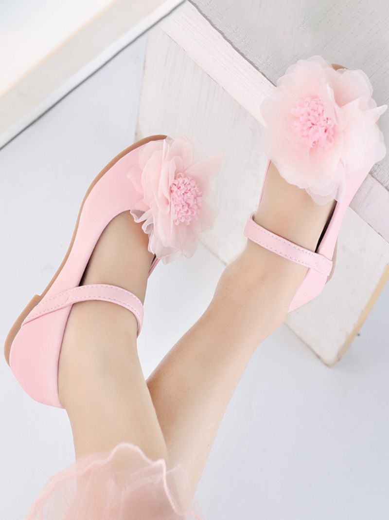 Chaussures Fille Fleur Fête Cuir Pu Rose Pour Enfants - Rose