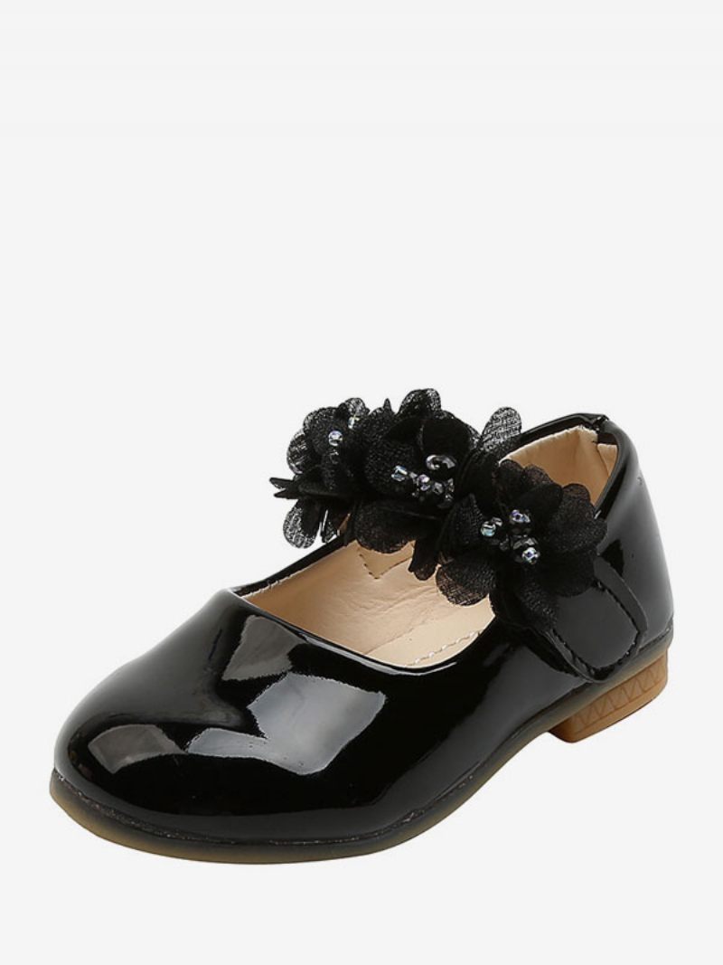 Chaussures Fille Fleur Fête Cuir Pu Rose Pour Enfants - Noir