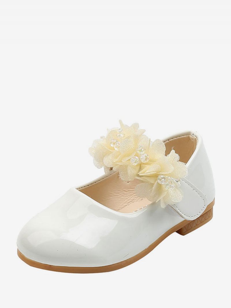 Chaussures Fille Fleur Fête Cuir Pu Rose Pour Enfants - Blanc