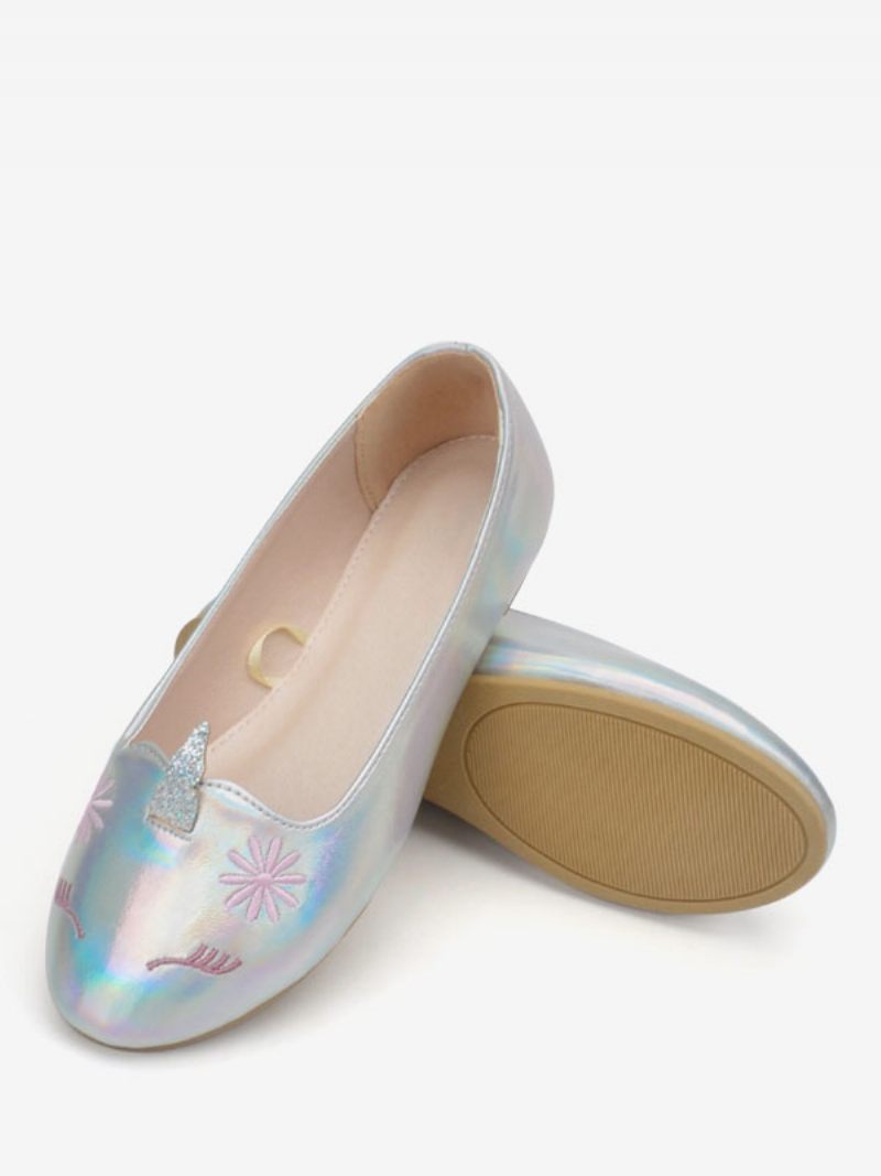 Chaussures Fille Fleur Fête Cuir Pu Rose Pour Enfants - Argent