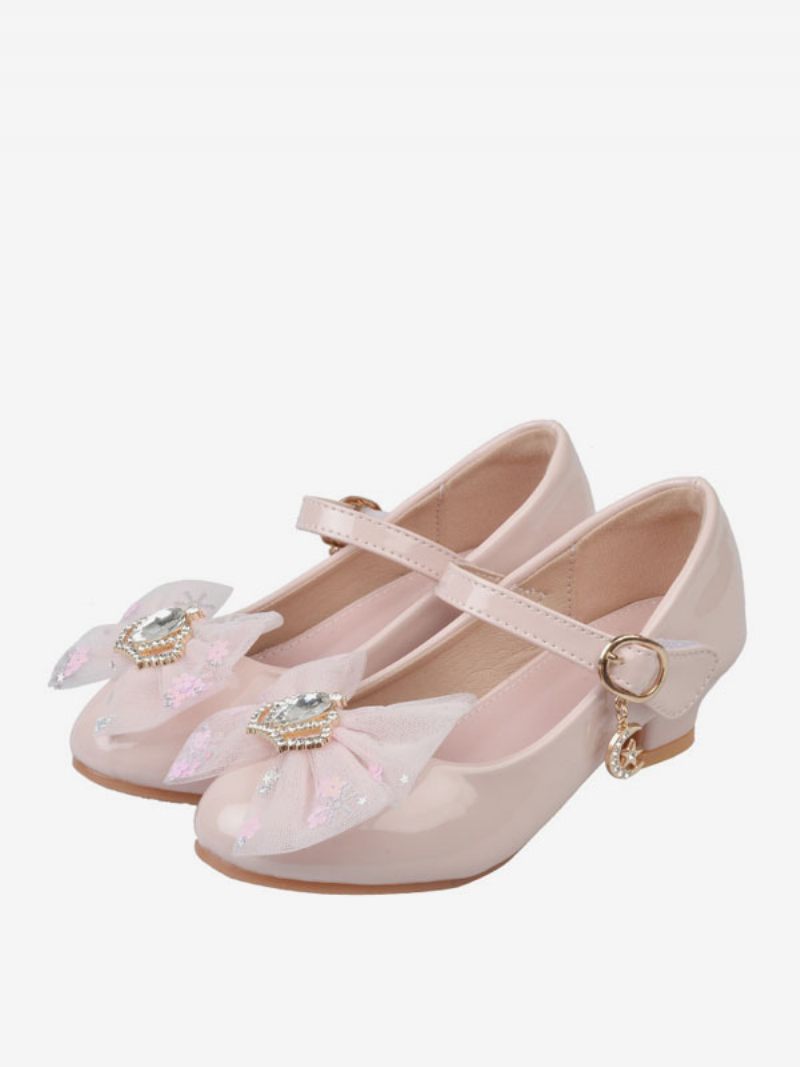 Chaussures Fille Fleur Fête Cuir Pu Rose Strass Pour Enfants