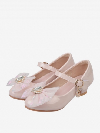 Chaussures Fille Fleur Fête Cuir Pu Rose Strass Pour Enfants