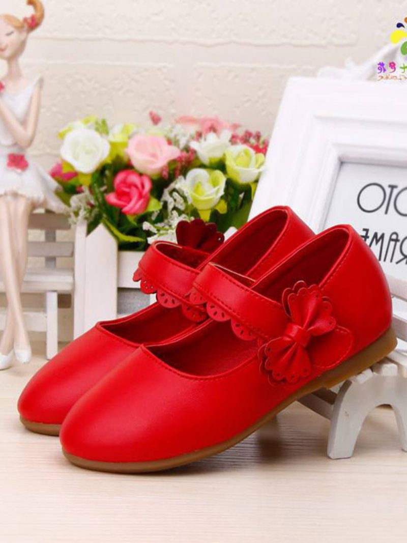 Chaussures Fille Fleur Fête Cuir Pu Rouge Pour Enfants - Rouge