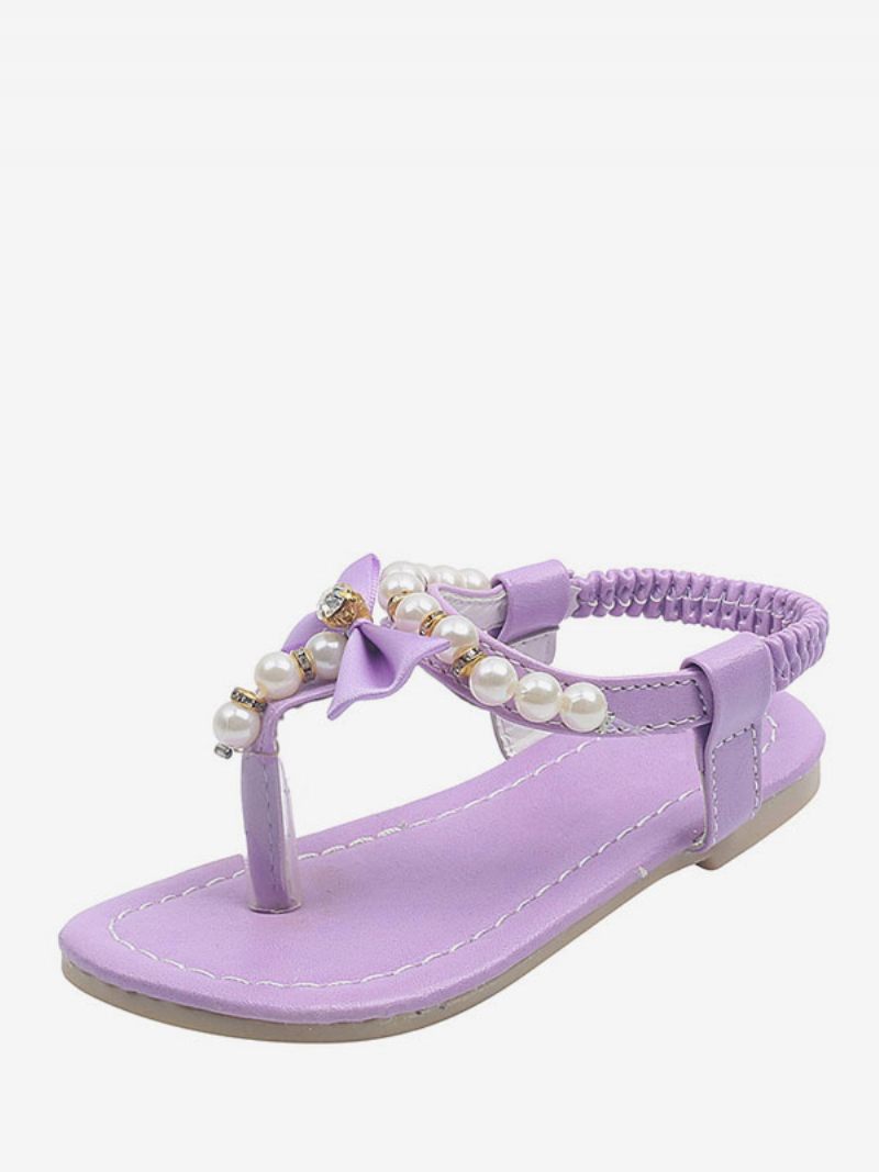 Chaussures Fille Fleur Fête Cuir Pu Violet Avec Perles Pour Enfants - Violet