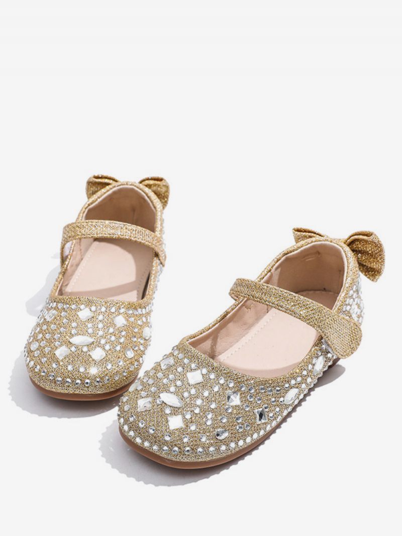 Chaussures Fille Fleur Fête Polyester Argenté Avec Nœuds Pour Enfants - Or