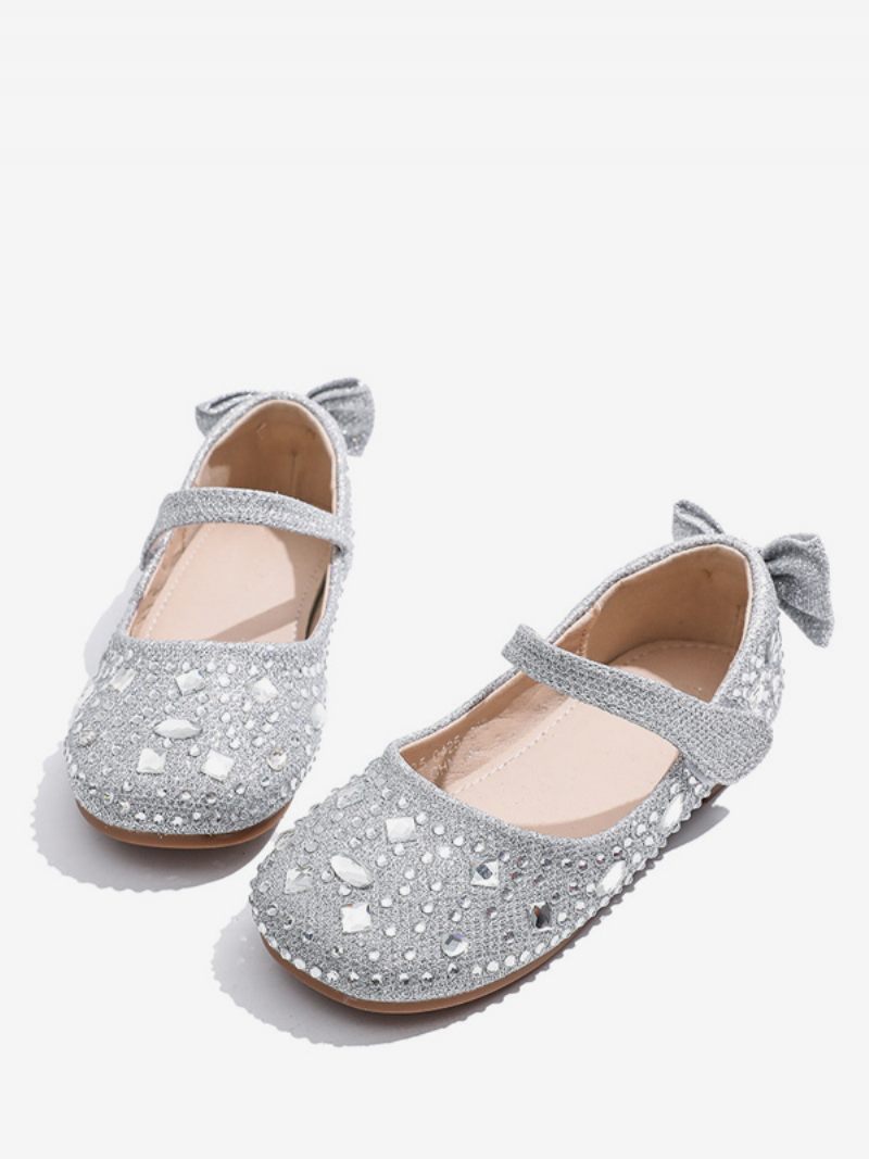 Chaussures Fille Fleur Fête Polyester Argenté Avec Nœuds Pour Enfants - Argent